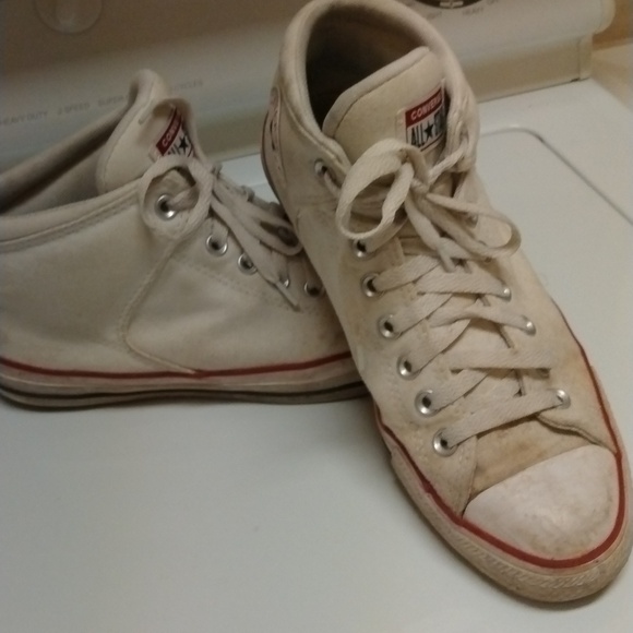Converse White All Star Chuck Taylor High Top Converse Men’s Sneakers Size 9 - Picture 7 of 8